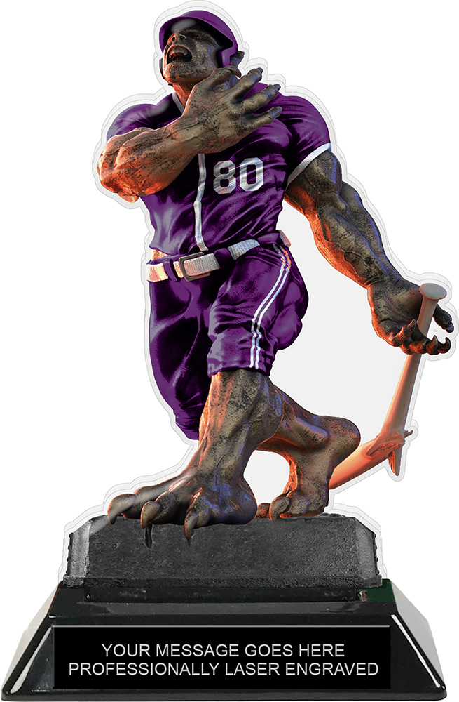 Beast Baseball Choose Your Number Acrylic Trophy - 7 inch Purple