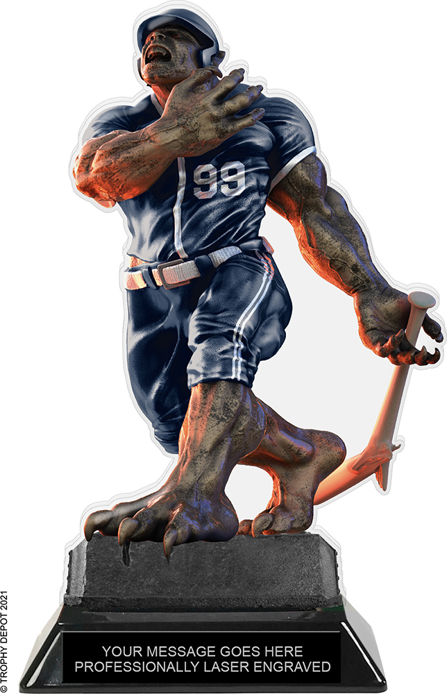 Beast Baseball Choose Your Number Acrylic Trophy - 8.5 inch Navy