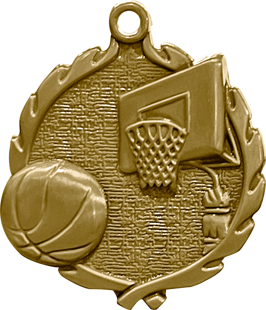 1.75 inch Basketball Wreath Medal