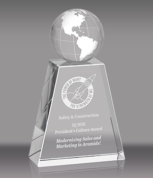 Crystal Globe Award - 6.375 inch