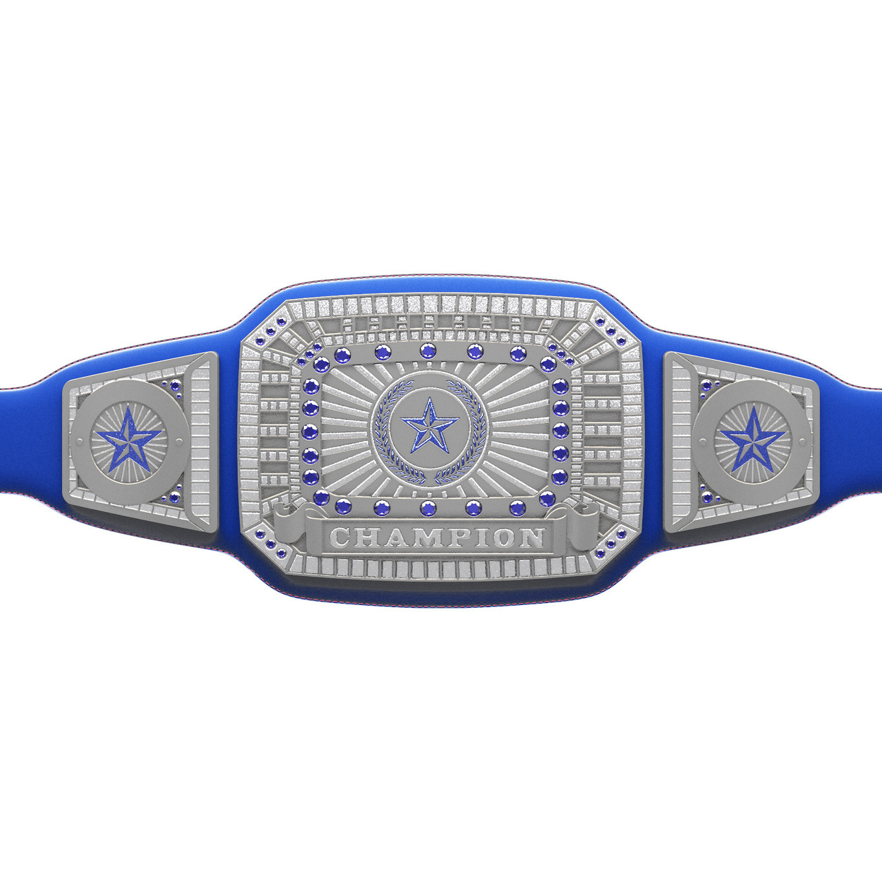 Champion Award Belt - Blue & Silver