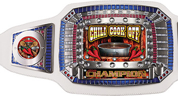 Chili Cook Off Champion Award Belt- White & Silver