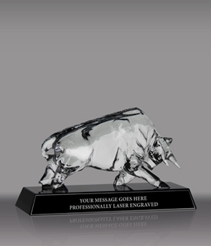 Crystal Bull Award on Black Crystal Base