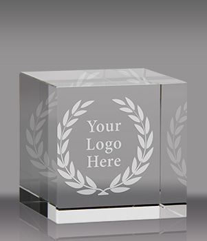 Crystal Straight Cube Paperweight Award - 2 inch