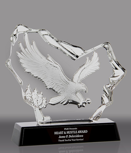Flying Eagle in Iceberg Crystal Relief Award - 6.5 x 7 inch