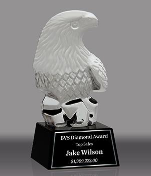 Crystal Eagle Bust Award on Black Crystal Base