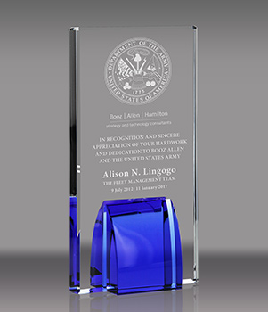 Crystal Award with Cobalt Blue Stand