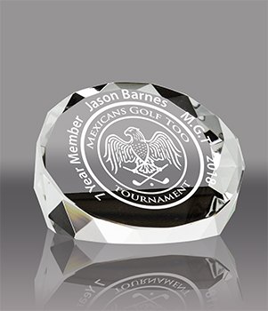 Crystal Duet Round Clear Paperweight Award