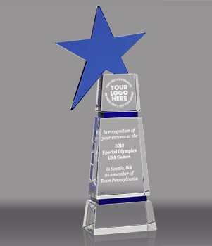 Blue Star Crystal Award - 12.25 inch