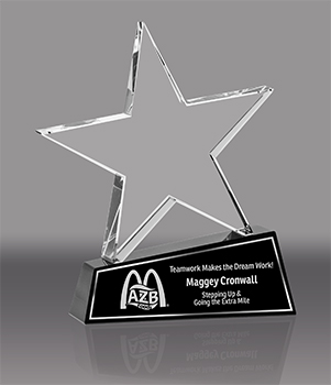 Crystal Star Award on Slanted Black Base