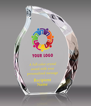 Custom Crystal Faceted Flame Award