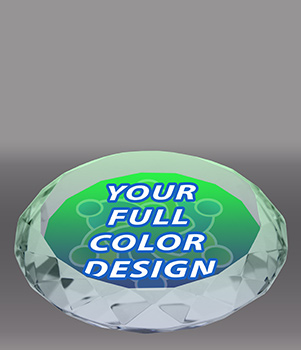 Custom Crystal Gem-Cut Circle Paperweight Award