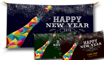 New Year's Eve Vinyl Banner- Champagne