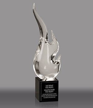 Frosted Crescent Flame Crystal Award