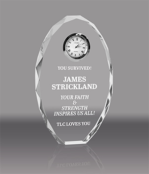Oval Crystal Clock Award