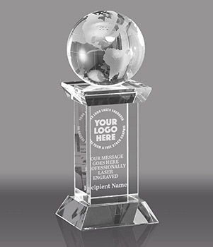 Crystal Globe on Pedestal Award