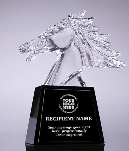 Crystal Horse Head Award - 8 inch