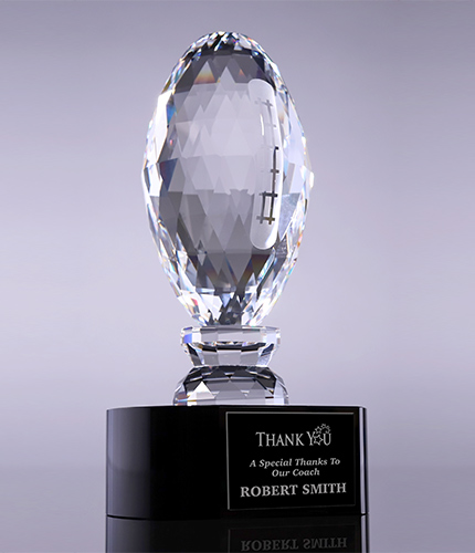 Faceted Crystal Football Award