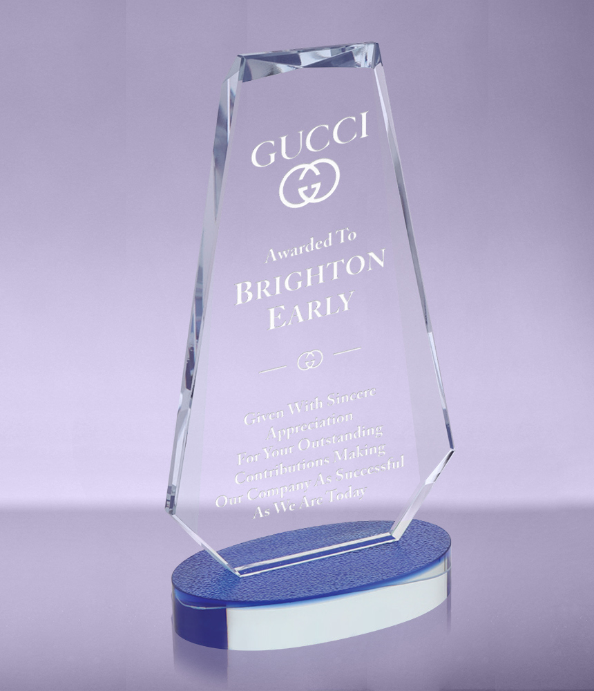 Cardiff Sail Crystal with Textured Blue Base - 9.5 inch