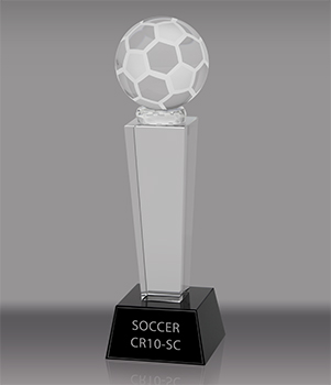 Crystal Soccer Award- 10 inch