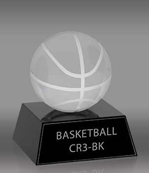 Crystal Basketball Award- 3.5 inch