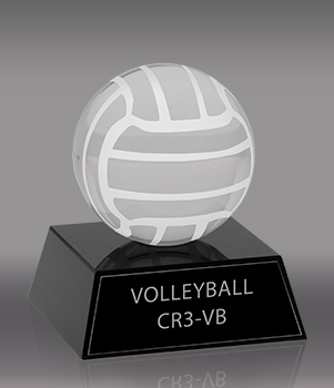 Crystal Volleyball Award- 3.5 inch