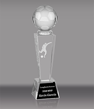 Soccer Male 3D Laser Crystal Trophy