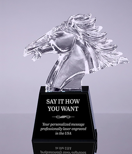Crystal Horse Head Award - 12.5 inch