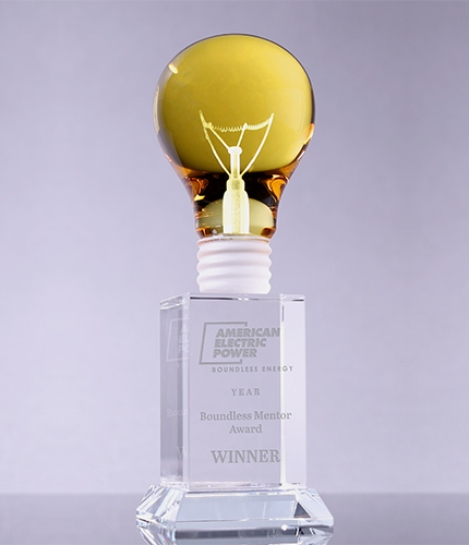 Crystal Yellow Light Bulb Award