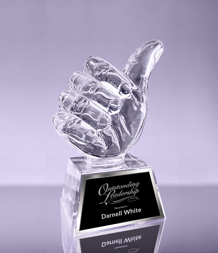 Optical Crystal Thumbs Up Award