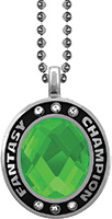 Green Gem Silver Fantasy Champion Charm