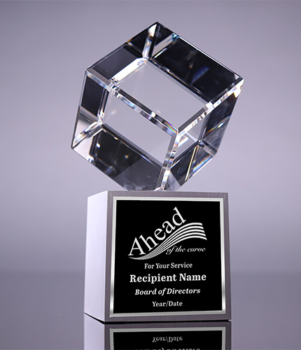 Clipped Crystal Cube with Prism-Effect Coating on Base