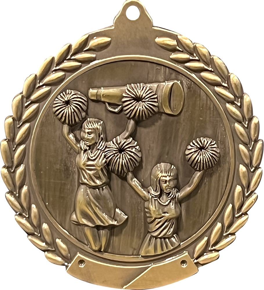Cheerleading 1.75 inch Wreath Framed Diecast Medal