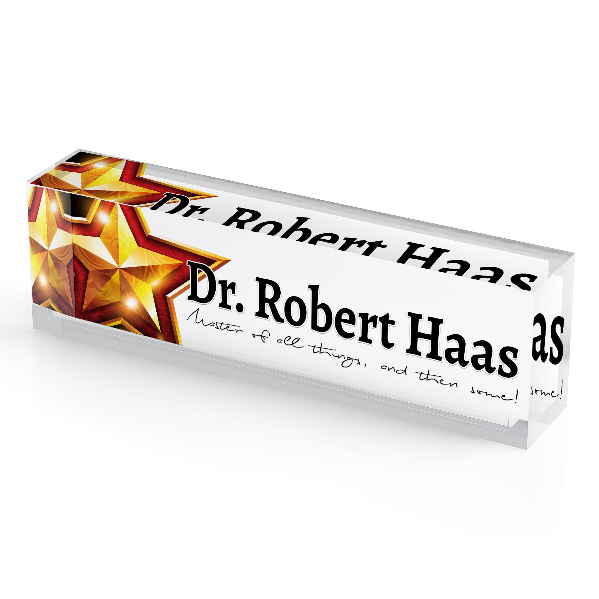 1 inch Thick Color Acrylic Name Plate Award - Star 8 inch