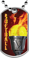 Softball Flaming Torch Dog Tags