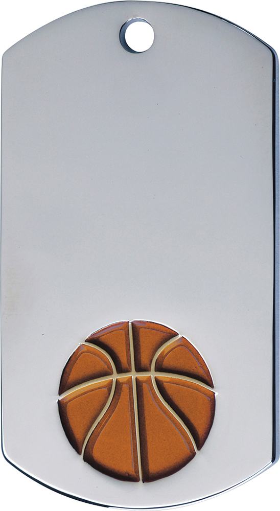 Basketball Etched & Paint Filled Dog Tag