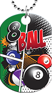 Billiards 8-Ball Comic Style Monster Dog Tag