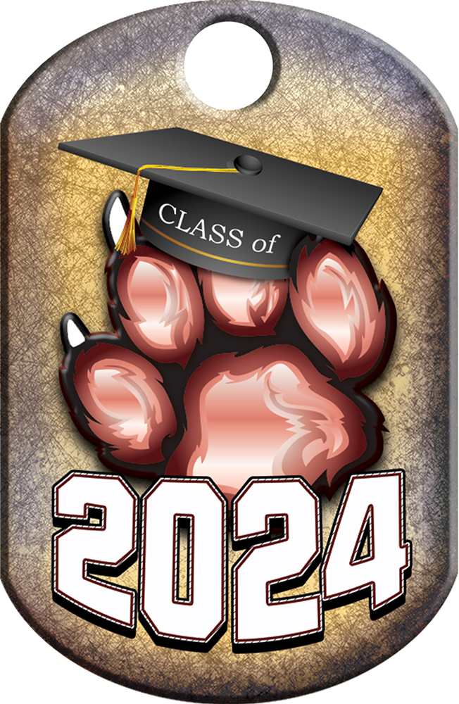 Class of 2024 Paw Monster Dog Tag - Maroon