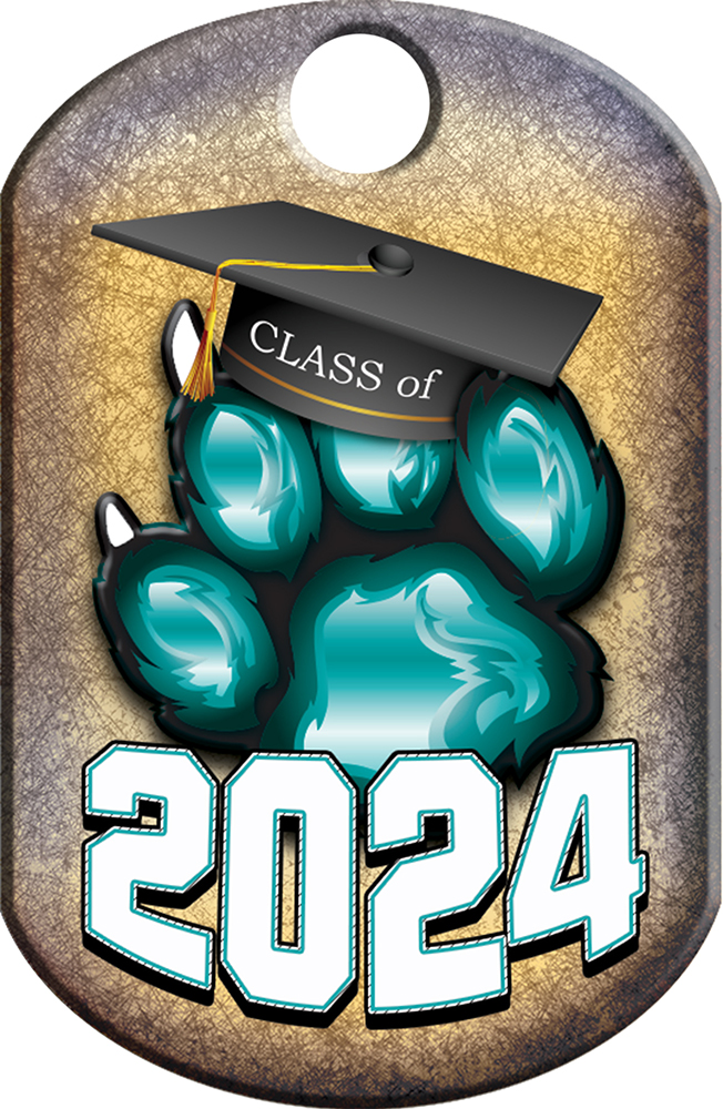 Class of 2024 Paw Monster Dog Tag - Teal