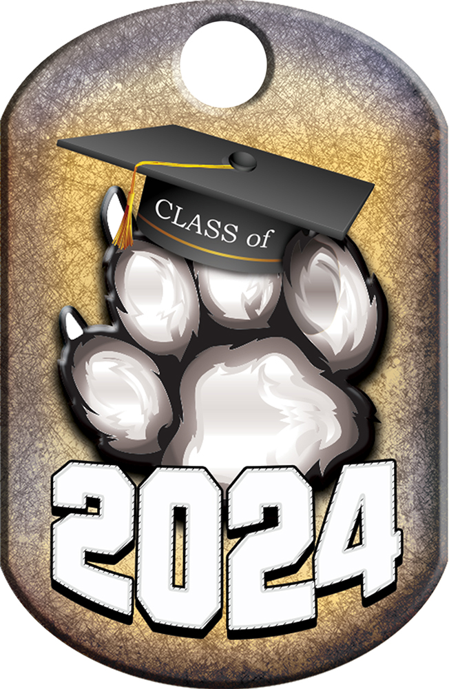 Class of 2024 Paw Monster Dog Tag - White