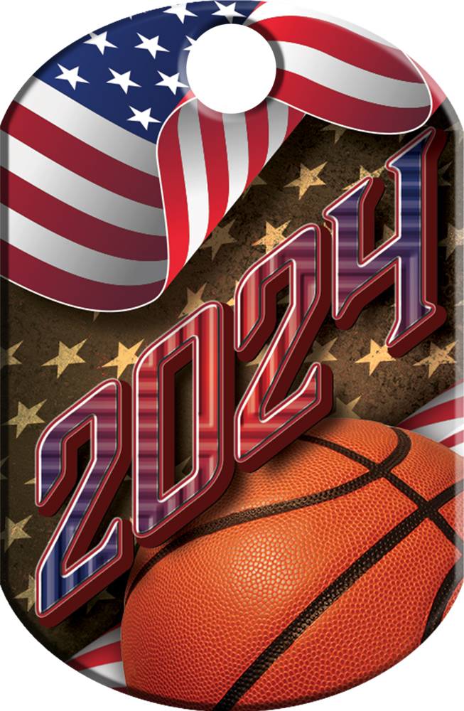 Basketball 2024 US Flag Monster Dog Tag