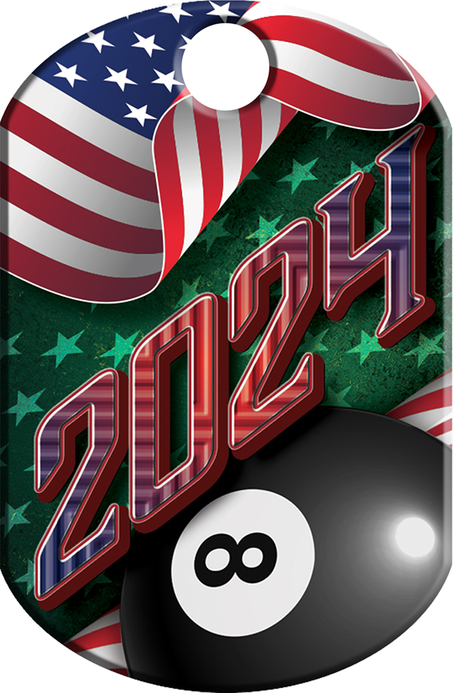 Billiards 2024 US Flag Monster Dog Tag