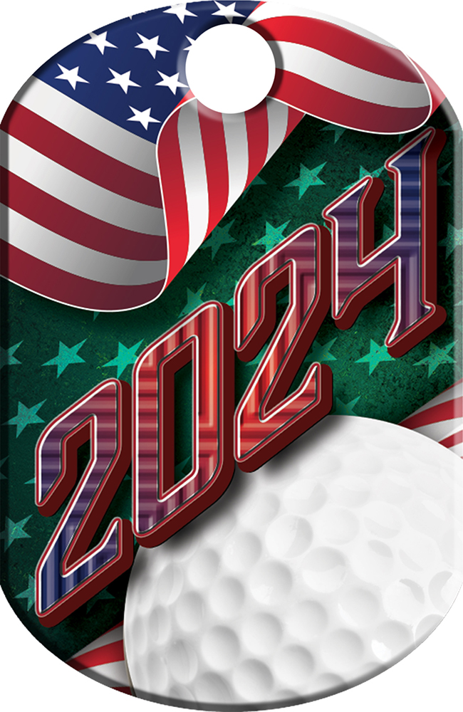 Golf 2024 US Flag Monster Dog Tag