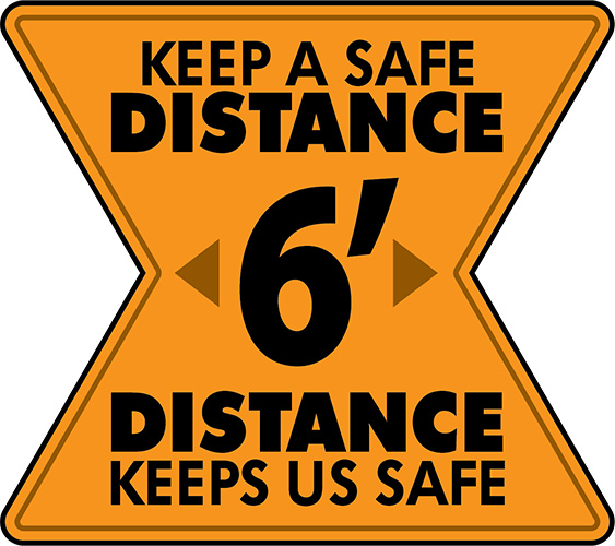 Keep A Safe Distance Floor Decal - 12x10.5 inch