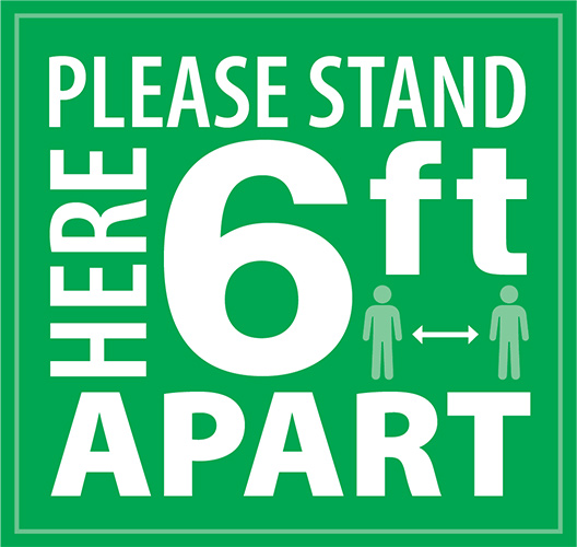 Please Stand Here 6ft Apart Floor Decal - 23x21.75 inch