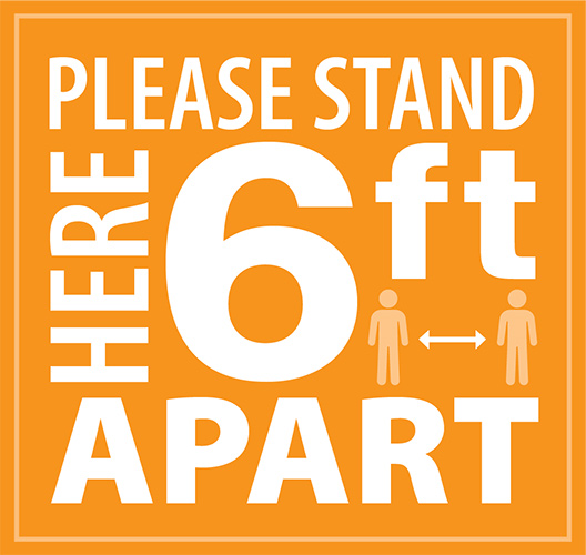 Please Stand Here 6ft Apart Floor Decal - 17x16 inch
