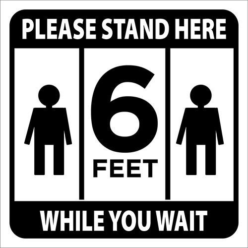 Please Stand Here While You Wait Floor Decal - 12x12 inch