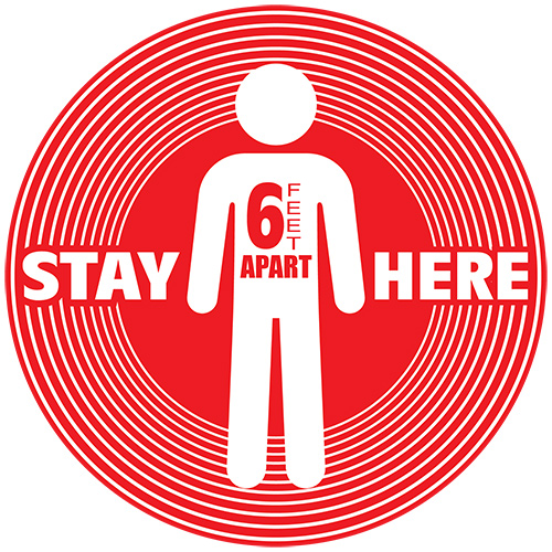 6 ft Apart Here Floor Decal - 17 inch