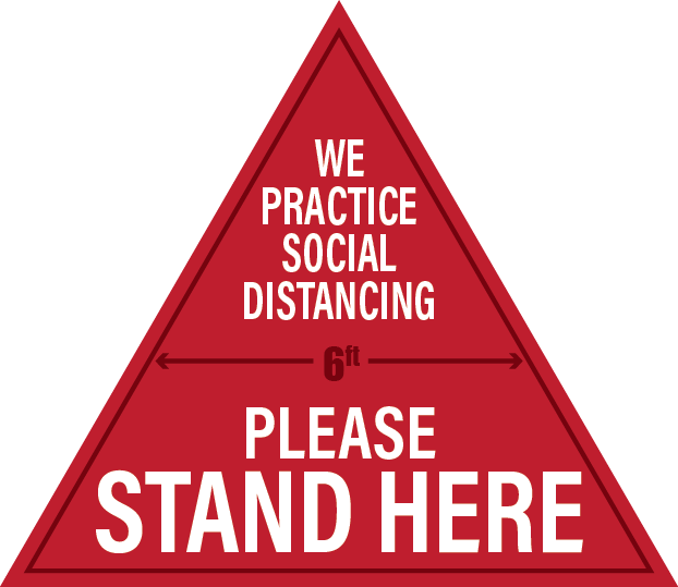 We Practice Social Distancing Triangle Floor Decal - 12 x 10.25 inch