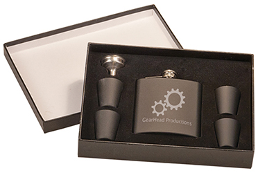 Laserable Flask Gift Set- Matte Black